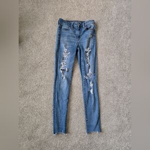 American Eagle Next Level Super High Rise Distressed Jeggings Jeans Sz 4 Reg